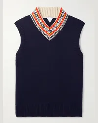 Bottega Veneta Gilet in misto lana Fair Isle Blu