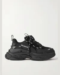 Balenciaga Sneakers in pelle, gomma e mesh con piercing Triple S Nero