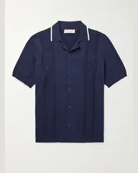 Brunello Cucinelli Camicia slim-fit in cotone jacquard Blu