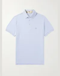 Etro Polo in cotone piqué con logo ricamato Blu