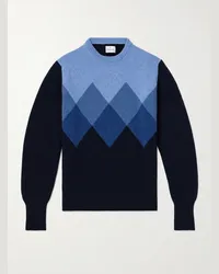 Kingsman Pullover in lana jacquard Argylle Blu