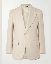 Tom Ford Blazer slim-fit in misto lana, seta e lino natté Atticus Neutri