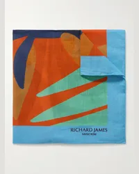 Richard James Fazzoletto da taschino in cotone stampato Rosso