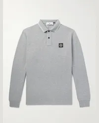 Stone Island Polo in cotone piqué stretch con logo applicato Grigio