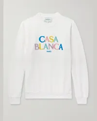 Casablanca Paris Felpa in spugna di cotone biologico con logo floccato Bianco