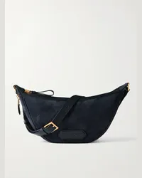 Tom Ford Borsa a tracolla in pelle e camoscio Blu