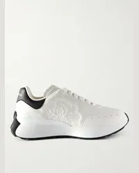 Alexander McQueen Sneakers in pelle con logo goffrato e suola oversize Bianco