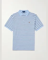 Ralph Lauren Polo in jersey di cotone a righe con logo ricamato Blu