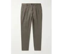 Pantaloni chino slim-fit a gamba affusolata in twill di cotone con pinces
