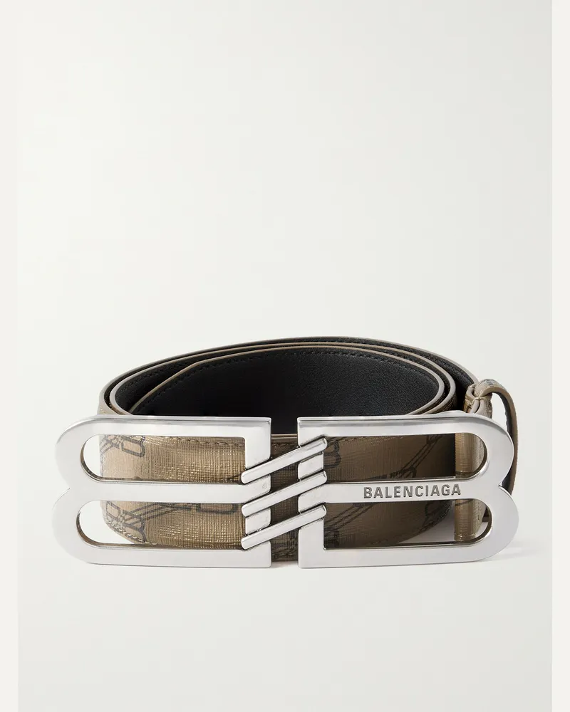 Balenciaga Cintura in tela rivestita con monogramma e logo, 4 cm Marrone
