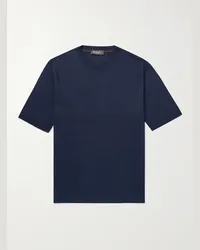 Loro Piana T-shirt in misto seta e lino Blu