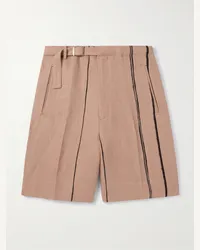 Ermenegildo Zegna Shorts a gamba larga in lino Oasi con righe e cintura Marrone