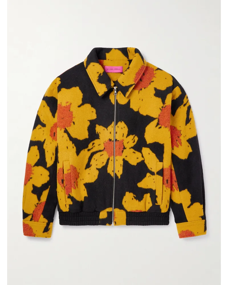 The Elder Statesman Bomber oversize in misto lana e cashmere floreale Senna Giallo