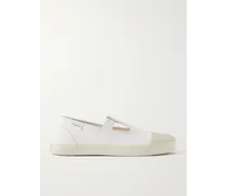 Maison Margiela Sneakers slip-on in tela di cotone con taglio sulla punta e finiture in gomma On The Deck Tabi Bianco