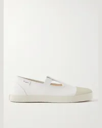 Maison Margiela Sneakers slip-on in tela di cotone con taglio sulla punta e finiture in gomma On The Deck Tabi Bianco