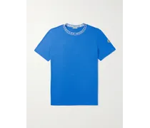 Moncler T-shirt slim-fit in jersey di cotone con logo Blu