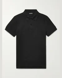 Tom Ford Polo in cotone piqué tinta in capo Nero