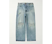 Balenciaga Jeans a gamba larga effetto invecchiato Blu
