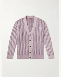 BARENA Cardigan in misto lana a trecce Viola