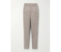 Pantaloni slim-fit in misto lana vergine e cashmere con pinces