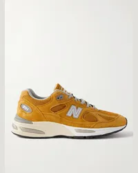 New Balance Sneakers in camoscio, mesh e pelle 991v2 Arancione