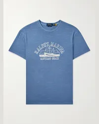 Ralph Lauren T-shirt in jersey di cotone con stampa Blu