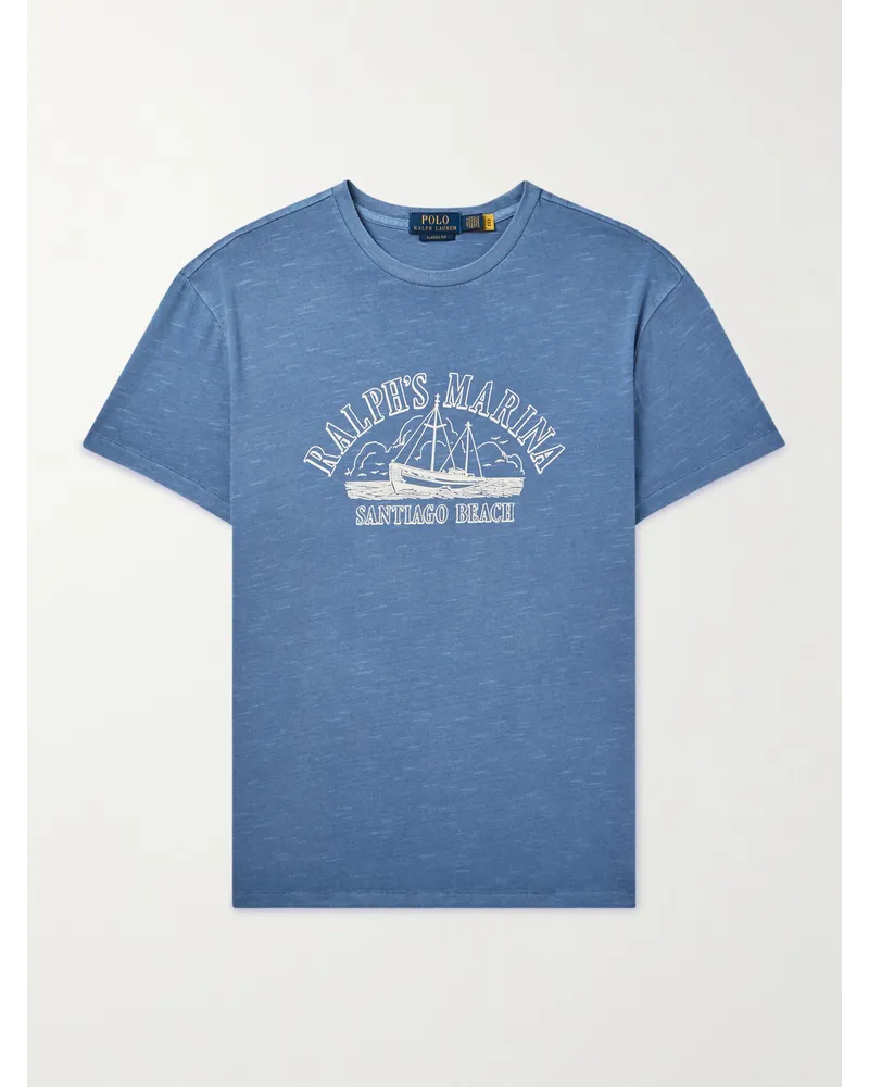 Ralph Lauren T-shirt in jersey di cotone con stampa Blu