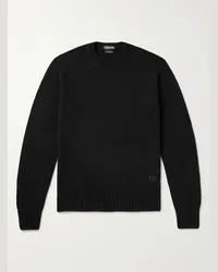 Tom Ford Pullover in cashmere con logo ricamato Nero