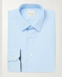 Paul Smith Camicia slim-fit in popeline di cotone con collo alla francese Blu