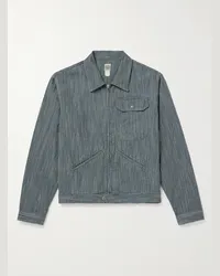 RRL Giacca in denim a righe Graham Blu