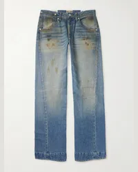 GALLERY DEPT. Jeans a gamba dritta effetto consumato Zip Blu