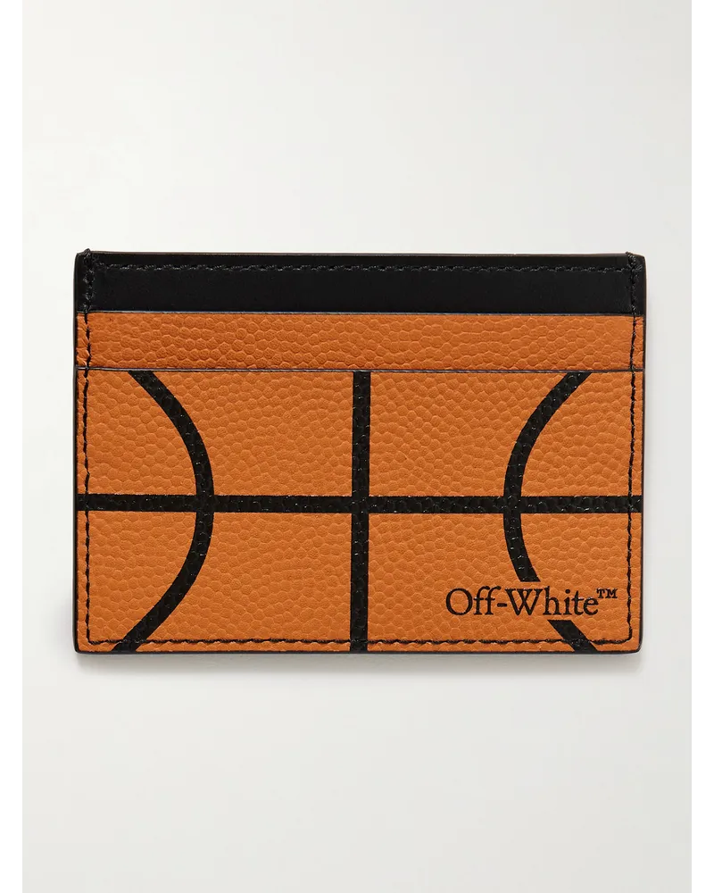 OFF-WHITE Portacarte in pelle pieno fiore con logo Basketball Arancione