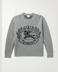 Burberry Pullover in lana con logo jacquard Grigio