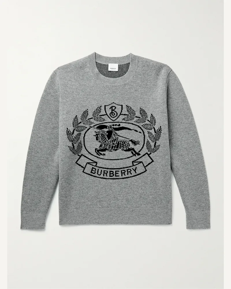 Burberry Pullover in lana con logo jacquard Grigio