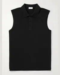 Saint Laurent Gilet in misto cotone piqué Nero