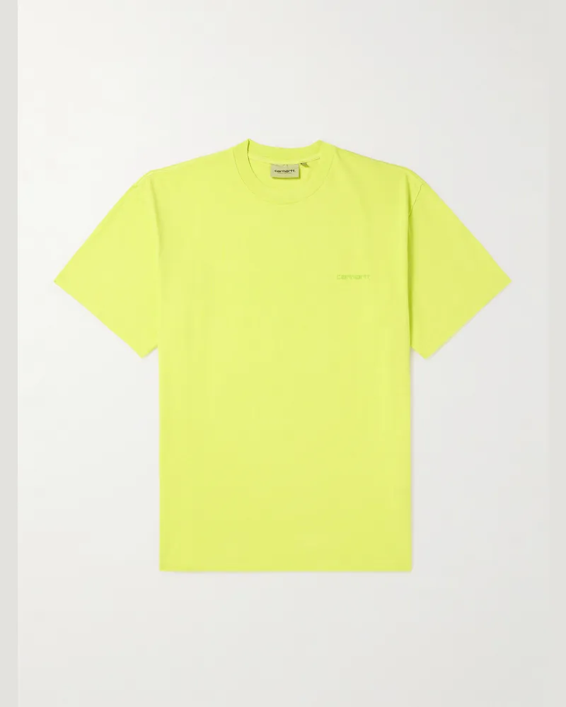 Carhartt WIP T-shirt in jersey di cotone tinta in capo con logo ricamato Duster Verde