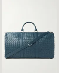 Bottega Veneta Borsone in pelle con motivo Intrecciato Blu