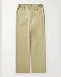 Burberry Pantaloni a gamba larga in twill di cotone Neutri