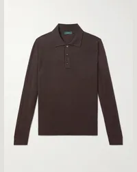 Incotex Polo in misto lana e cashmere Zanone Marrone