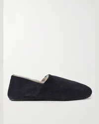 MR P. Slipper in camoscio con interno in shearling Babouche Blu