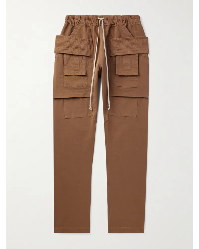 DRKSHDW by Rick Owens Pantaloni cargo slim-fit a gamba dritta in twill di cotone con coulisse Marrone