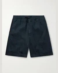 Canali Shorts a gamba dritta in lino con coulisse Blu