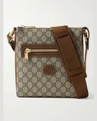 Gucci Borsa a tracolla in tela Supreme spalmata con monogramma e finiture in pelle Marrone