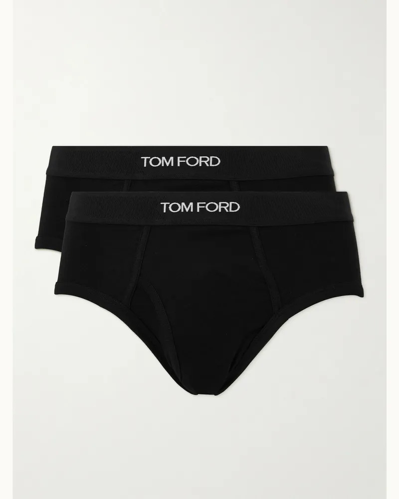 Tom Ford Confezione da due slip in cotone stretch Nero