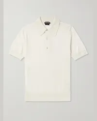 Tom Ford Polo slim-fit in misto cashmere e seta Neutri