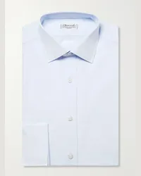 Charvet Camicia slim-fit in popeline di cotone azzurro con doppio polsino Blu