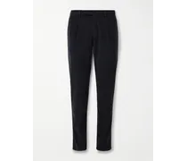 Pantaloni slim-fit in velluto a coste di cotone e modal stretch tinti in capo