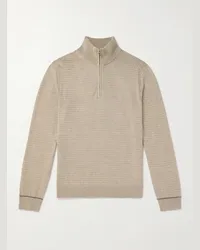 Paul Smith Pullover in misto cotone e lino a coste con mezza zip Neutri