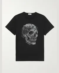 Alexander McQueen T-shirt in jersey di cotone con stampa Nero