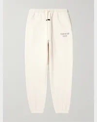 Fear of God Pantaloni sportivi a gamba affusolata in jersey di misto cotone con logo applicato Bianco